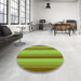 Round Patterned Dark Yellow Green Rug in a Office, pat2806grn
