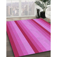 Patterned Deep Pink Rug, pat2806pur