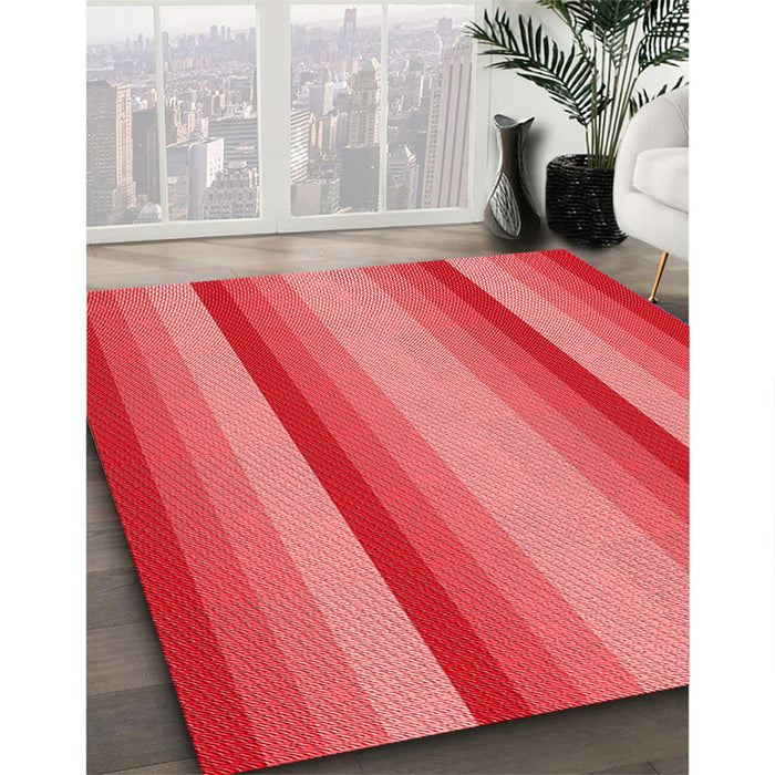 Patterned Red Rug in Family Room, pat2806rd