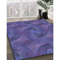 Patterned Medium Slate Blue Rug, pat2807blu