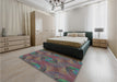 Patterned Silver Gray Rug in a Bedroom, pat2807lblu