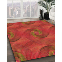 Patterned Orange Red Orange Rug, pat2807org