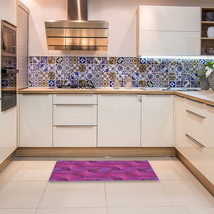 Patterned Medium Violet Red Pink Rug in a Kitchen, pat2807pur
