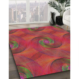 Patterned Rust Pink Modern Rug in Family Room, pat2807