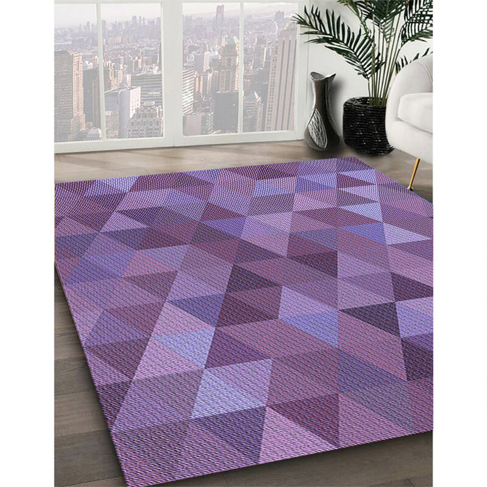 Patterned Purple Rug in Family Room, pat2808blu