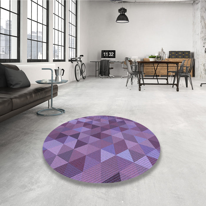 Round Patterned Purple Rug in a Office, pat2808blu