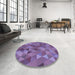 Round Patterned Purple Rug in a Office, pat2808blu