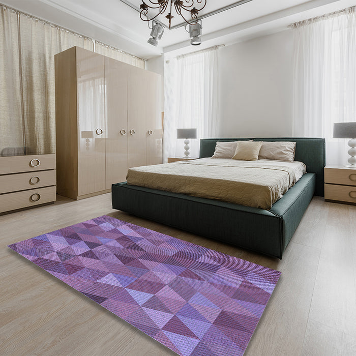 Patterned Purple Rug in a Bedroom, pat2808blu