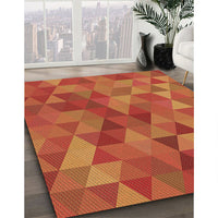 Patterned Neon Orange Rug, pat2808brn
