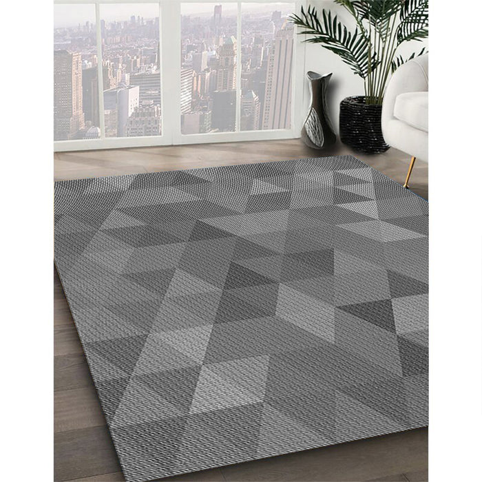 Patterned Carbon Gray Rug in Family Room, pat2808gry