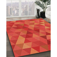 Patterned Orange Red Orange Rug, pat2808org