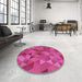 Round Patterned Neon Pink Rug in a Office, pat2808pur