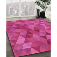 Patterned Neon Pink Rug, pat2808pur