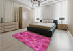Patterned Neon Pink Rug in a Bedroom, pat2808pur