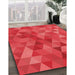 Patterned Red Rug in Family Room, pat2808rd