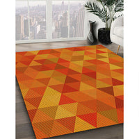 Patterned Neon Orange Rug, pat2808yw