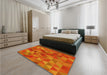 Round Machine Washable Transitional Neon Orange Rug in a Office, wshpat2808yw