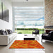 Machine Washable Transitional Neon Orange Rug in a Kitchen, wshpat2808yw