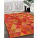 Patterned Red Novelty Rug in Family Room, pat2808