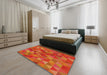 Patterned Red Novelty Rug in a Bedroom, pat2808