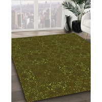 Patterned Olive Green Rug, pat2809grn