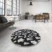 Round Machine Washable Transitional Dark Gray Rug in a Office, wshpat280