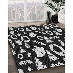 Patterned Dark Gray Novelty Rug in Family Room, pat280