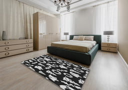 Patterned Dark Gray Novelty Rug in a Bedroom, pat280