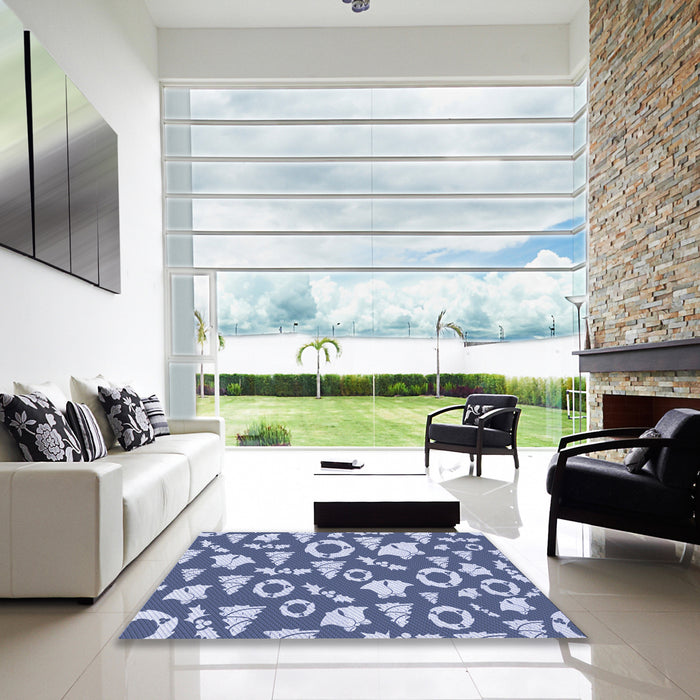 Square Patterned Jeans Blue Rug in a Living Room, pat281blu