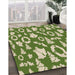 Machine Washable Transitional Ginger Brown Green Rug in a Family Room, wshpat281brn