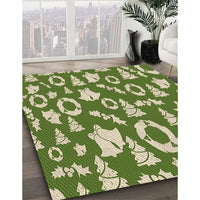 Patterned Ginger Brown Green Rug, pat281brn