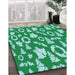 Machine Washable Transitional Turquoise Green Rug in a Family Room, wshpat281lblu