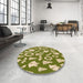 Round Patterned Ginger Brown Green Rug in a Office, pat281org