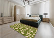 Patterned Ginger Brown Green Rug in a Bedroom, pat281org