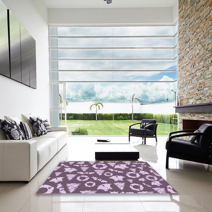 Square Patterned Purple Rug in a Living Room, pat281pur