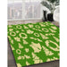 Patterned Yellow Green Rug in Family Room, pat281yw