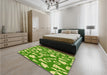 Patterned Yellow Green Rug in a Bedroom, pat281yw