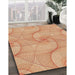 Patterned Bright Orange Rug in Family Room, pat2811org