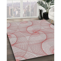 Patterned Dark White Beige Novelty Rug, pat2811