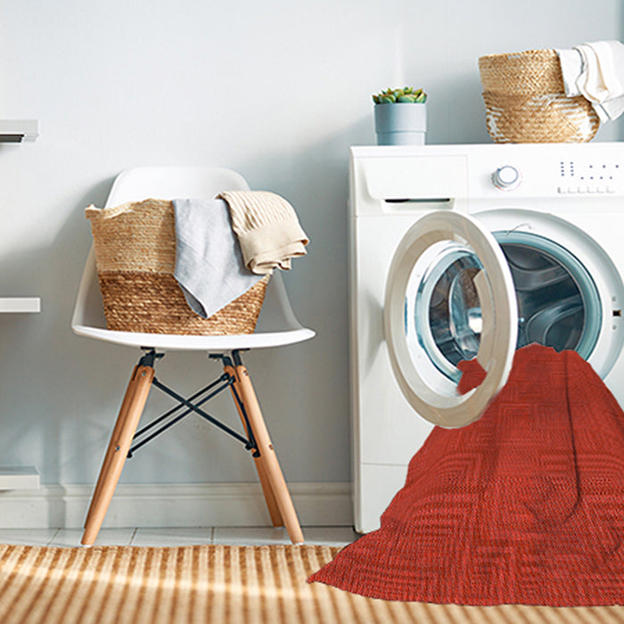 Machine Washable Transitional Fire Red Rug in a Washing Machine, wshpat2813