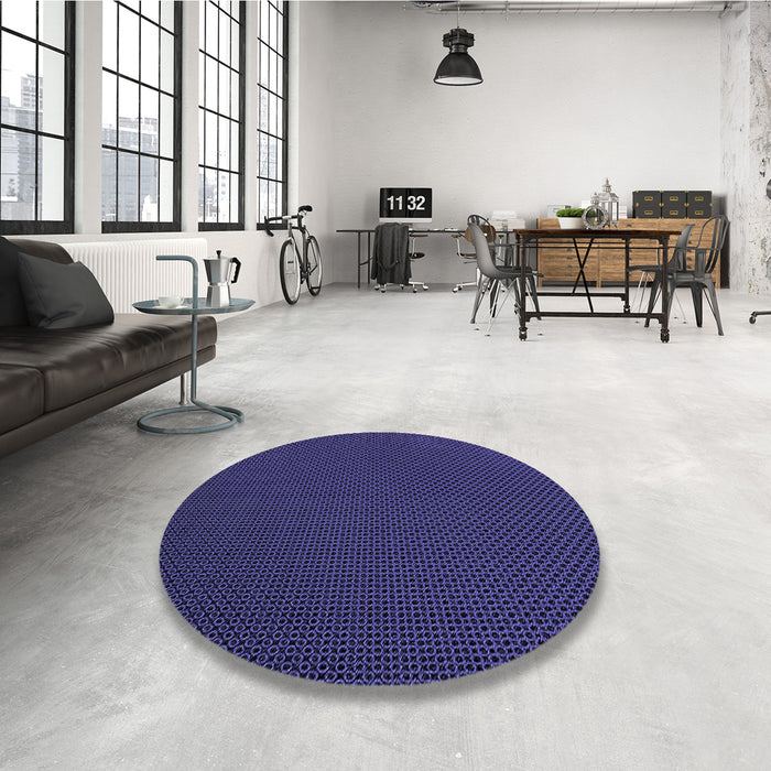 Round Patterned Night Blue Rug in a Office, pat2814blu