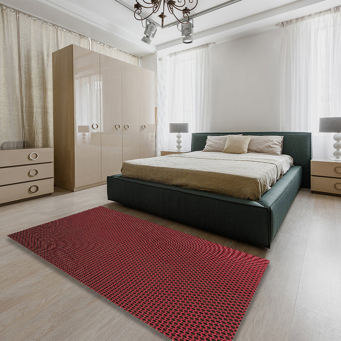 Patterned Red Brown Rug in a Bedroom, pat2814brn