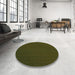 Round Patterned Olive Green Rug in a Office, pat2814grn