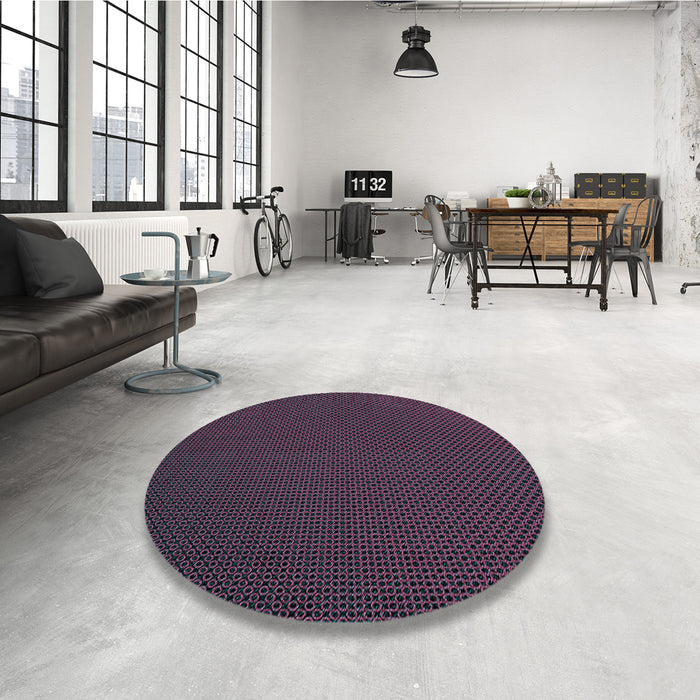 Round Patterned Purple Lily Purple Rug in a Office, pat2814lblu