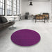 Round Patterned Fuchsia Magenta Purple Rug in a Office, pat2814pur