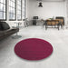 Round Machine Washable Transitional Velvet Maroon Purple Rug in a Office, wshpat2814
