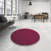 Round Patterned Maroon Purple Novelty Rug in a Office, pat2814