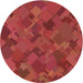 Square Patterned Red Rug, pat2815brn