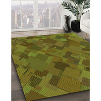 Patterned Dark Bronze Brown Rug, pat2815grn