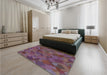 Patterned French Lilac Purple Rug in a Bedroom, pat2815lblu